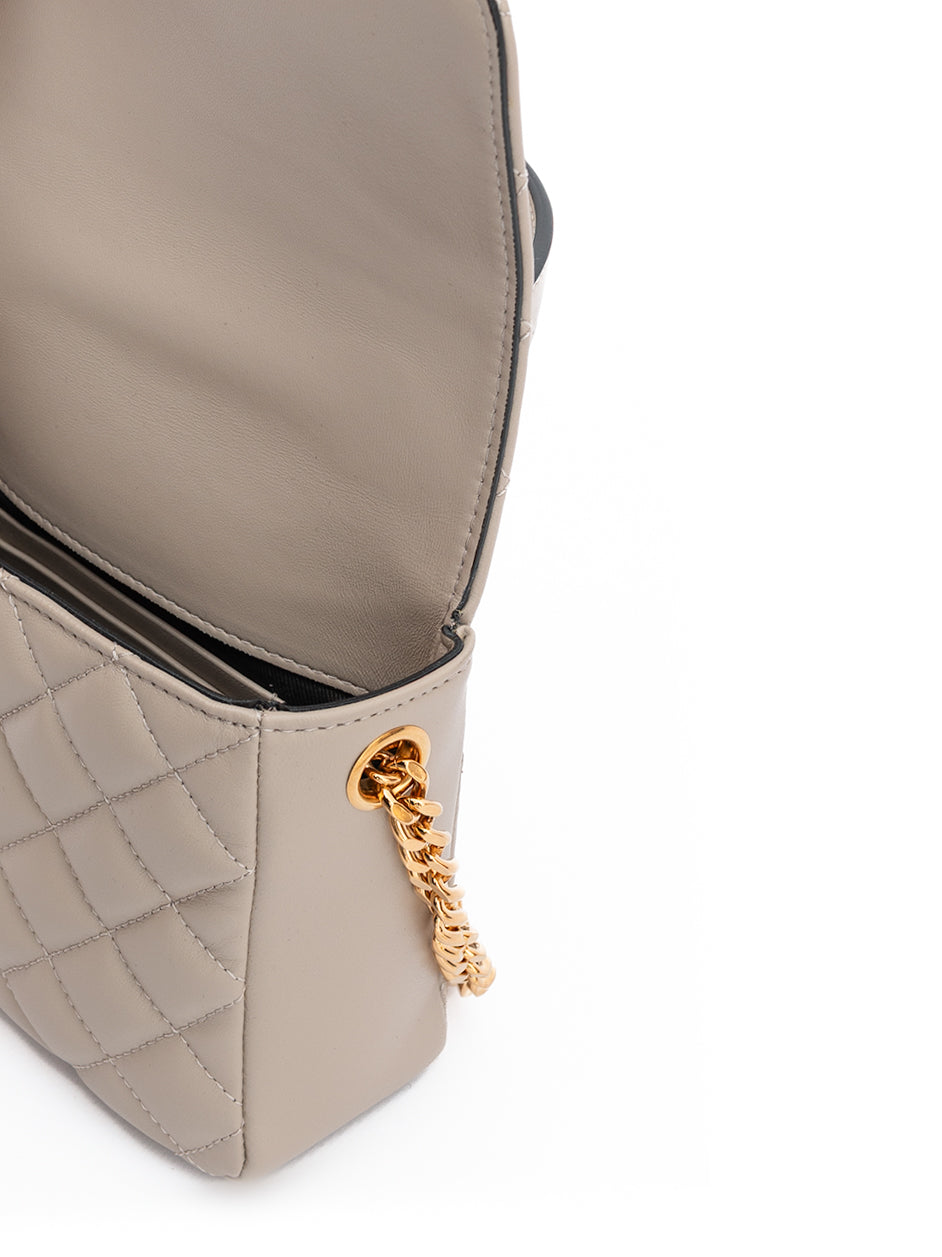 Taupe quilted leather handbag