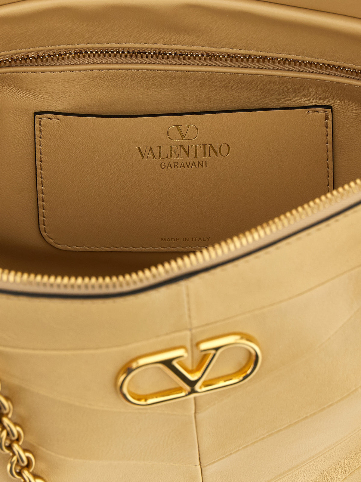 Beige Lammleder-Schultertasche