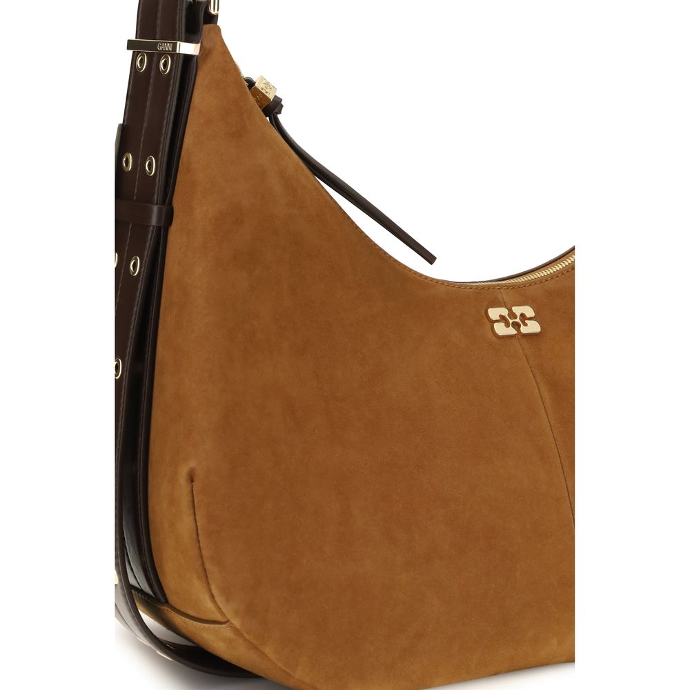 Brown shoulder bag made from recycled polyester