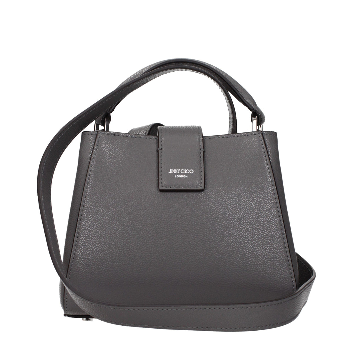 Grey leather handbag