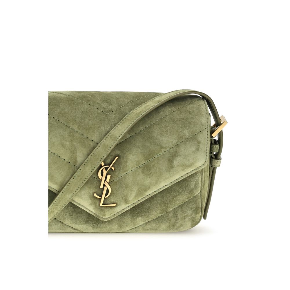 Zweifarbige Schultertasche aus Wildleder