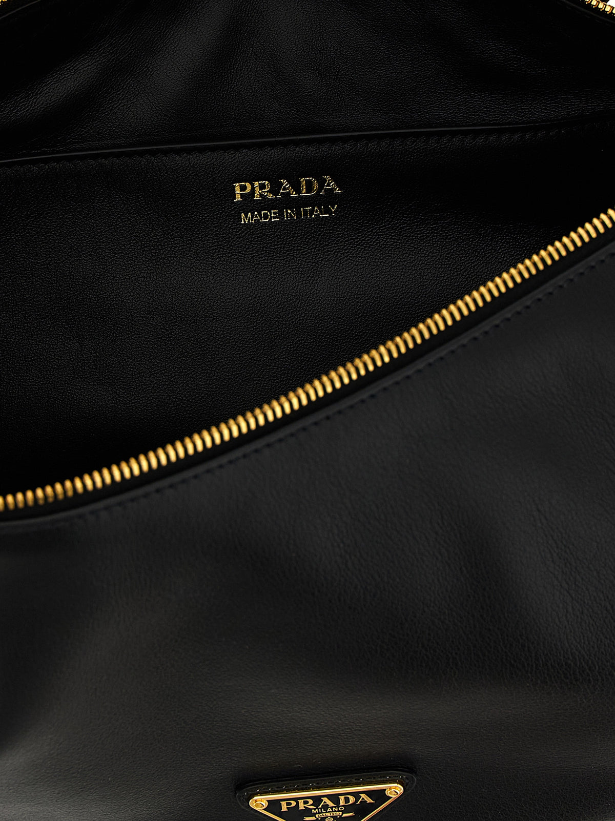 Black Calf Leather Shoulder Bag