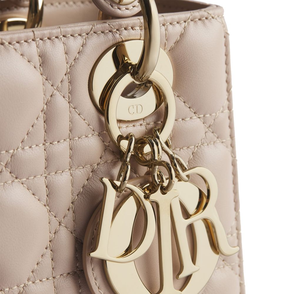 Beige lambskin shoulder bag