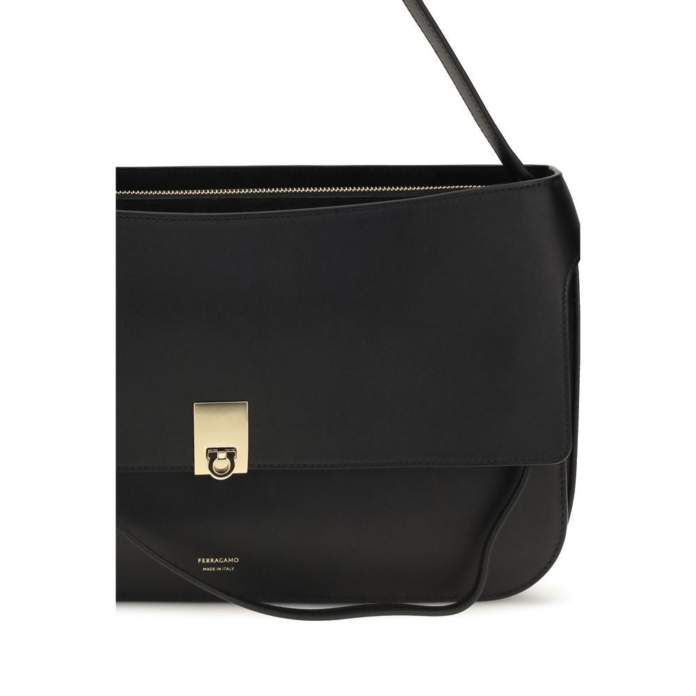 Schwarze Bos Taurus Kalbsleder Schultertasche