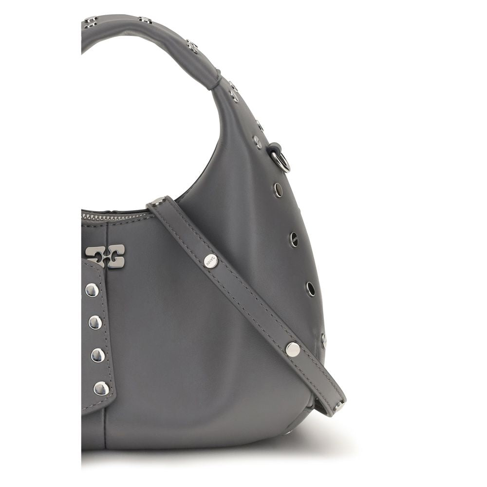 Grey Leather Shoulder Bag