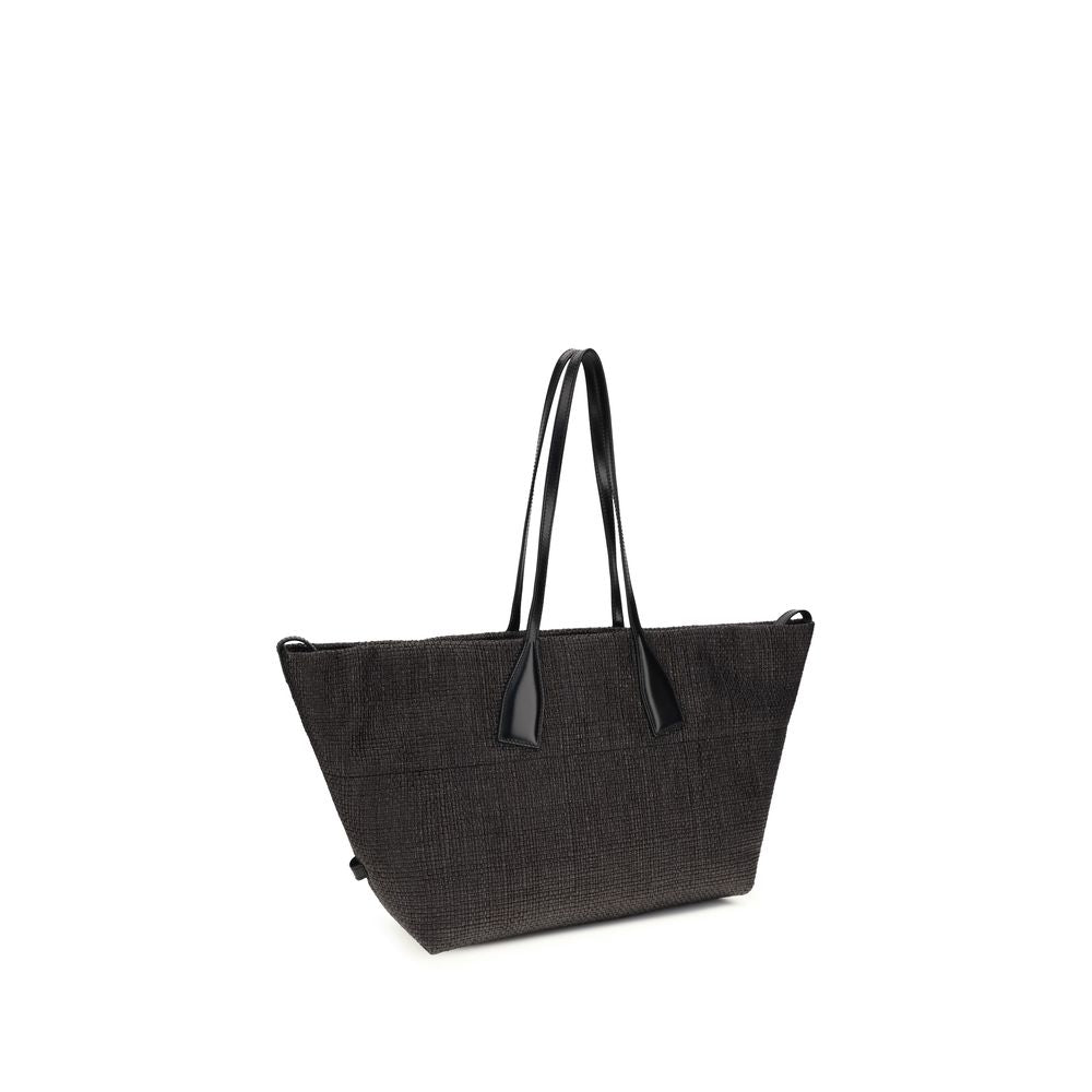 Schwarze Raffia-Umhängetasche