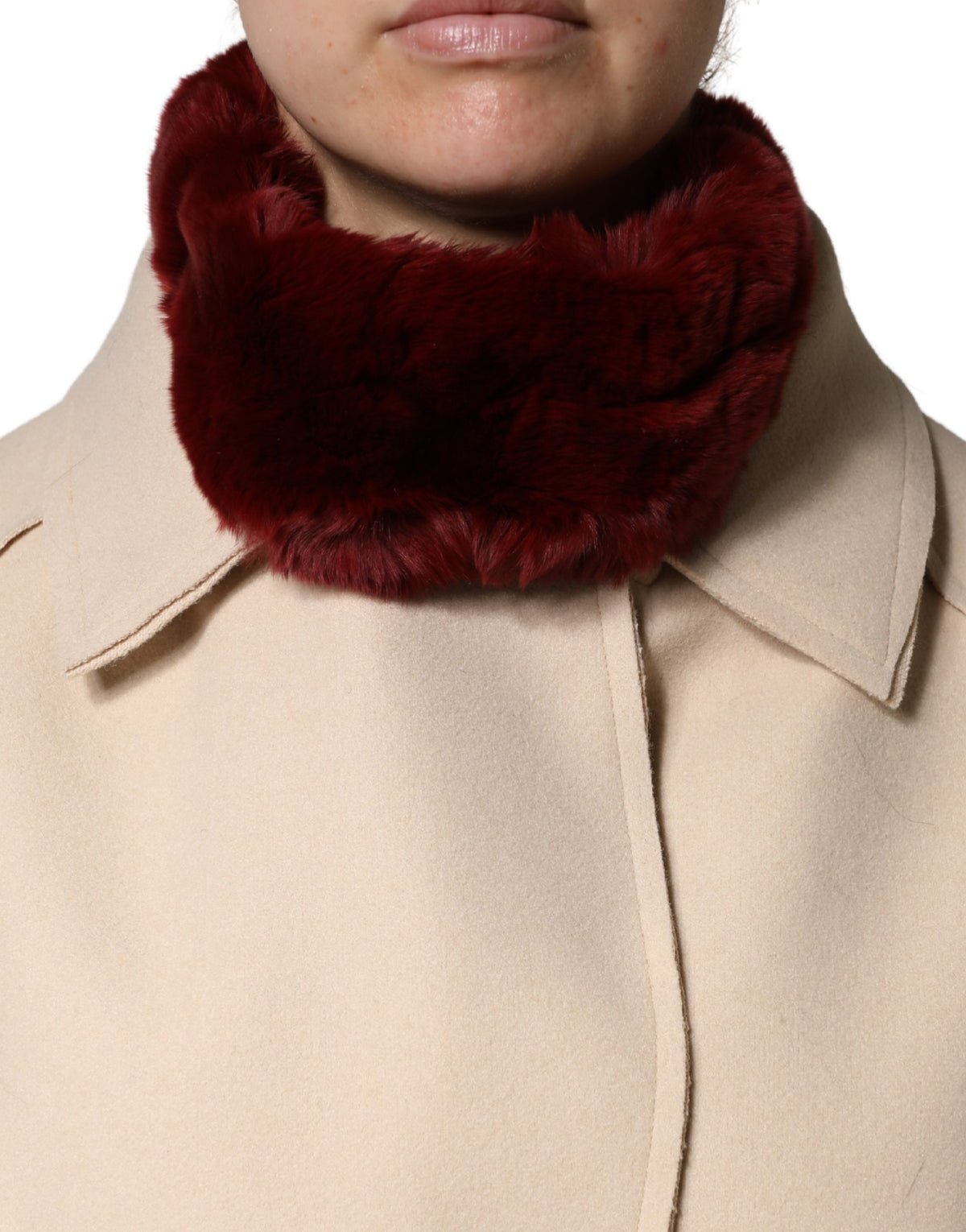 Red Lambskin Collar Women's Neck Warmer 50cm x 8cm Scarf
