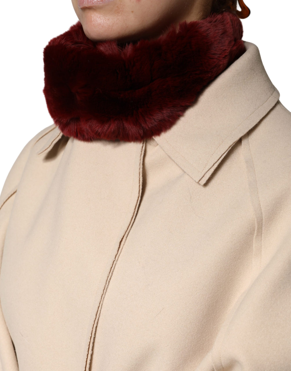 Red Lambskin Collar Women's Neck Warmer 50cm x 8cm Scarf