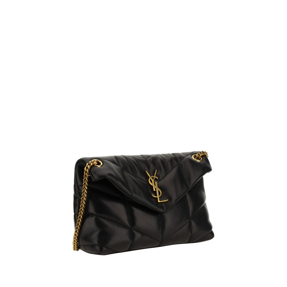 Schwarze Lammleder-Schultertasche