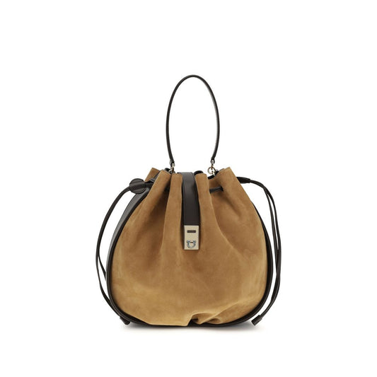 Brown Calfskin Bos Taurus Bucket Bag