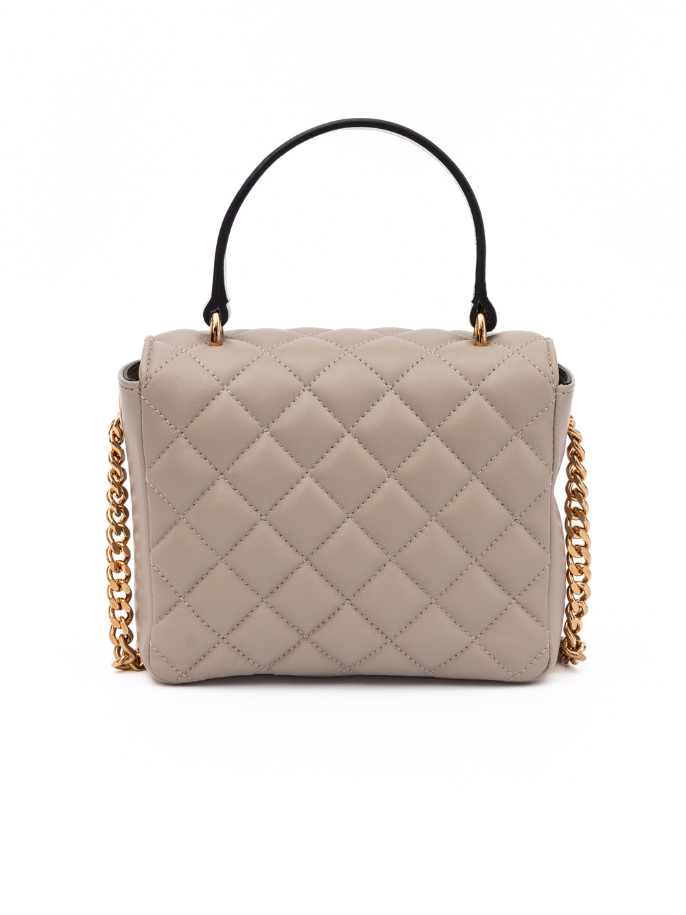Taupe quilted leather handbag