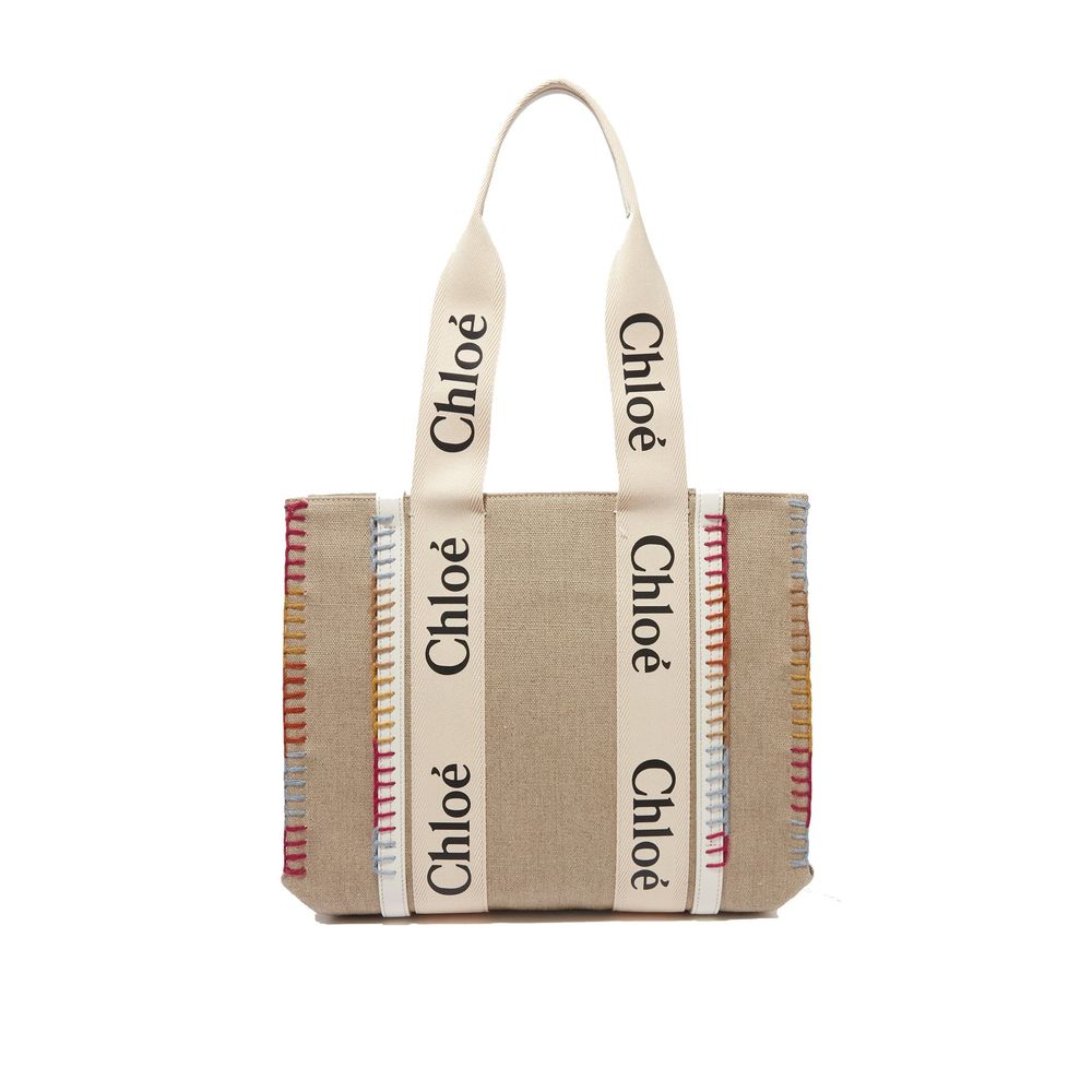 Beige Leinen-Tragetasche