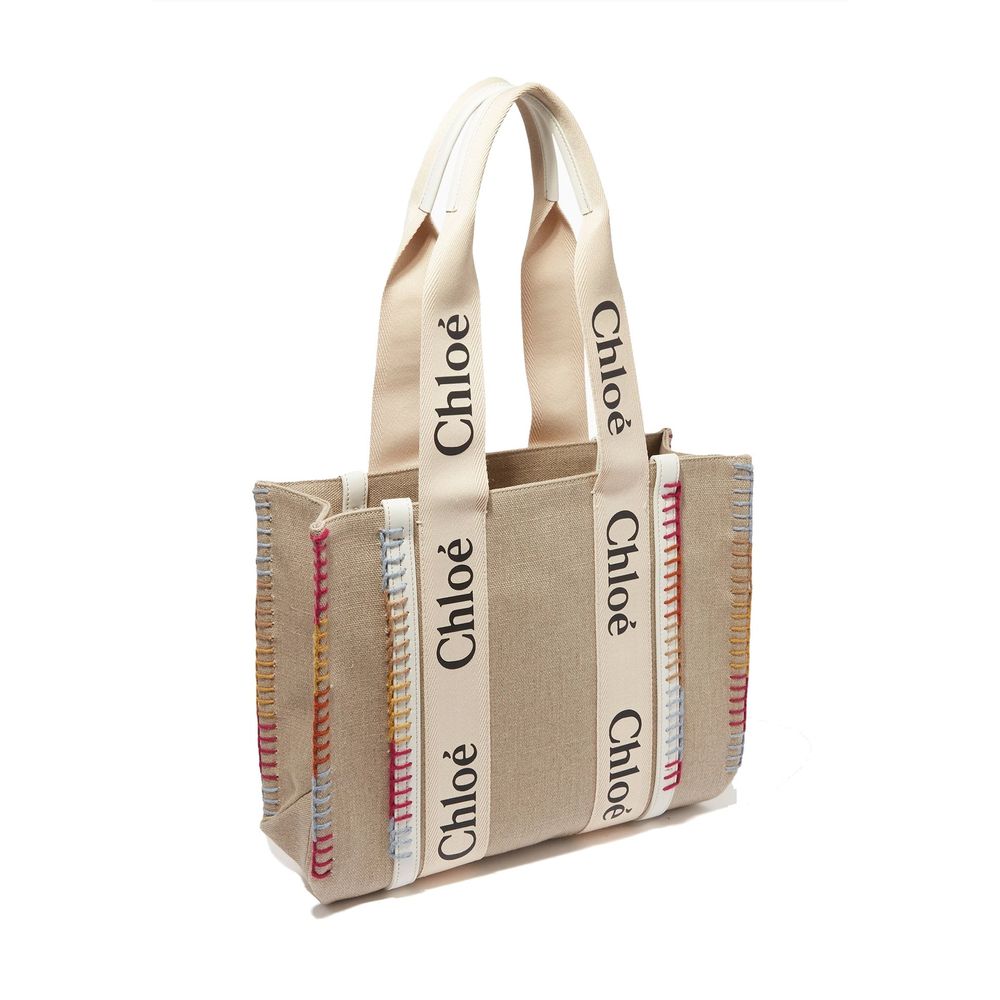 Beige Leinen-Tragetasche