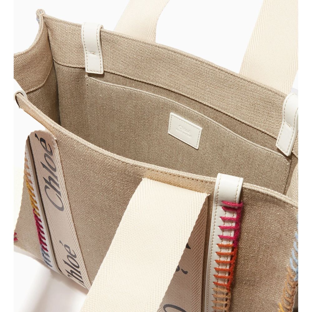 Beige Leinen-Tragetasche
