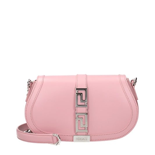 Pink leather shoulder bag