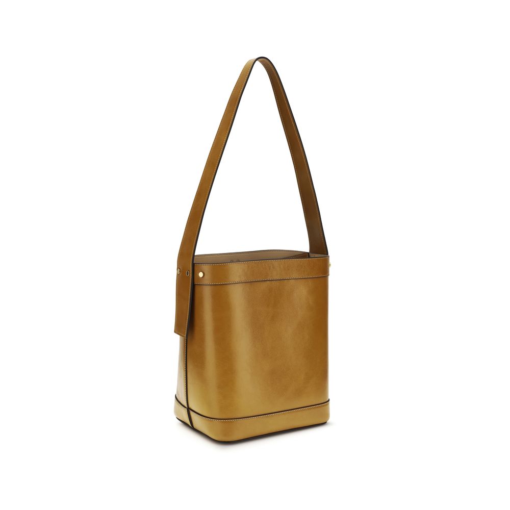 Brown Calfskin Bos Taurus Bucket Bag