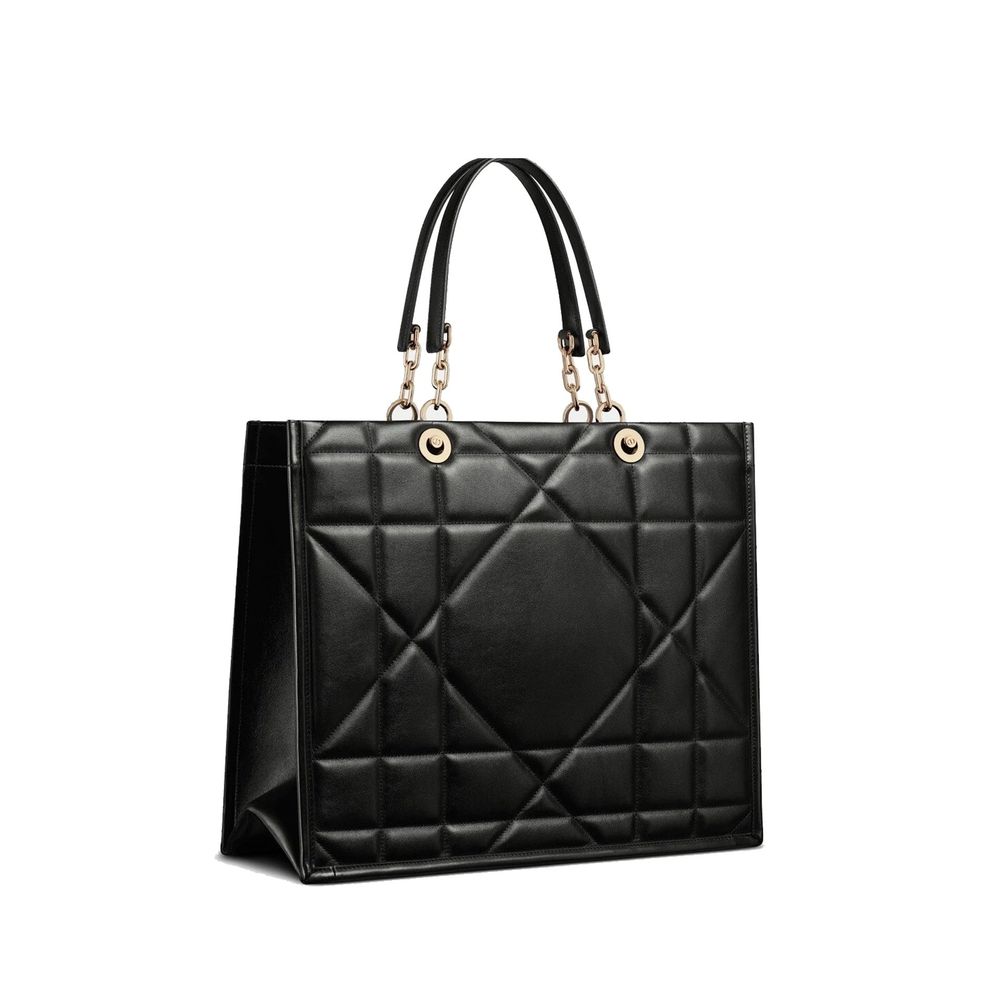 Schwarze Leder-Tote-Bag