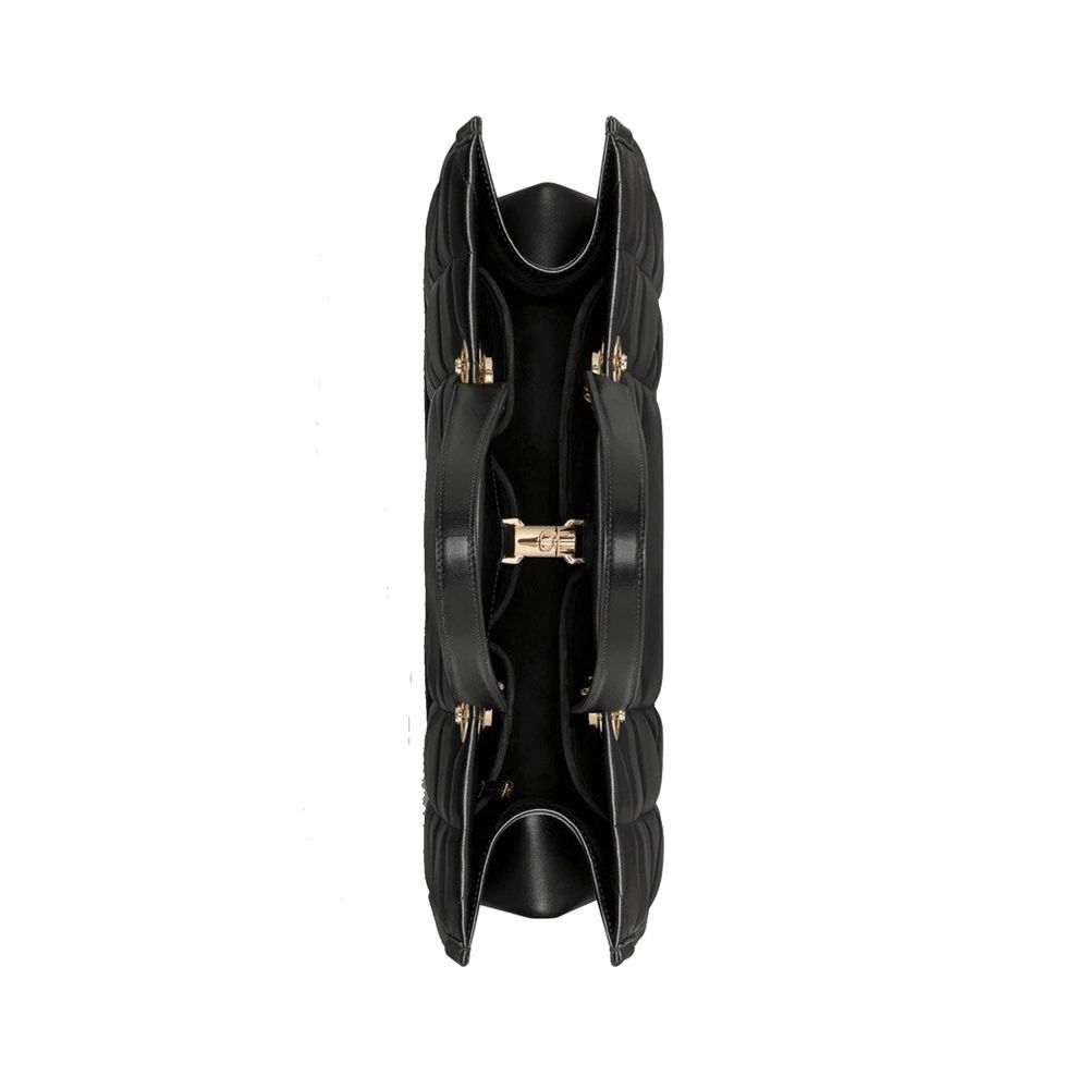 Schwarze Leder-Tote-Bag