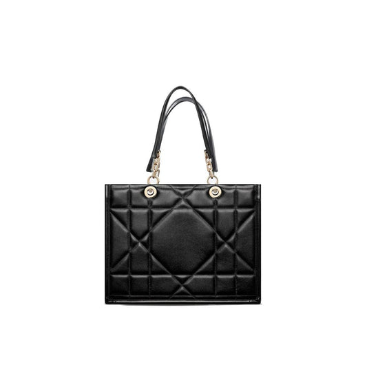 Schwarze Leder-Tote-Bag