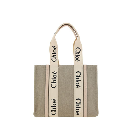 Beige linen handbag