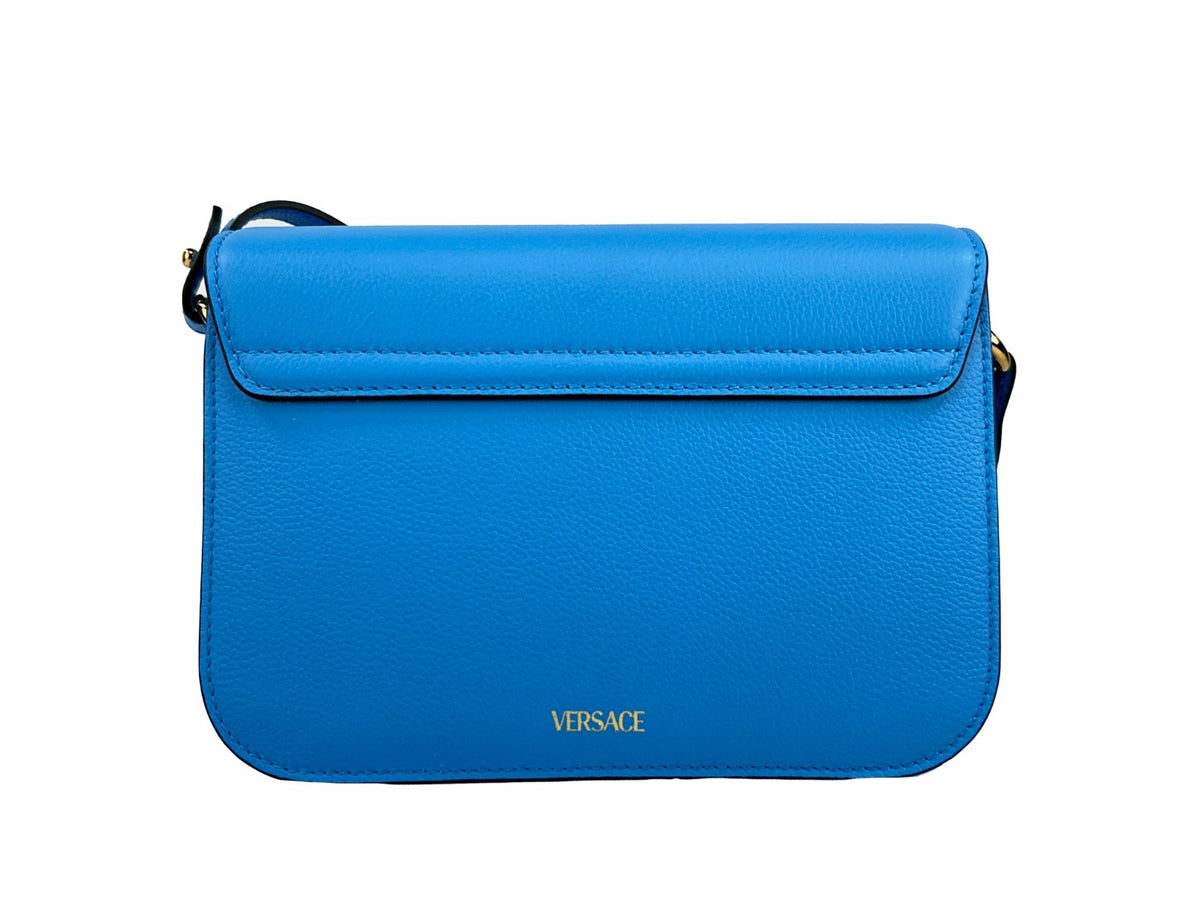 Versace La Medusa Umhängetasche aus blauem Leder