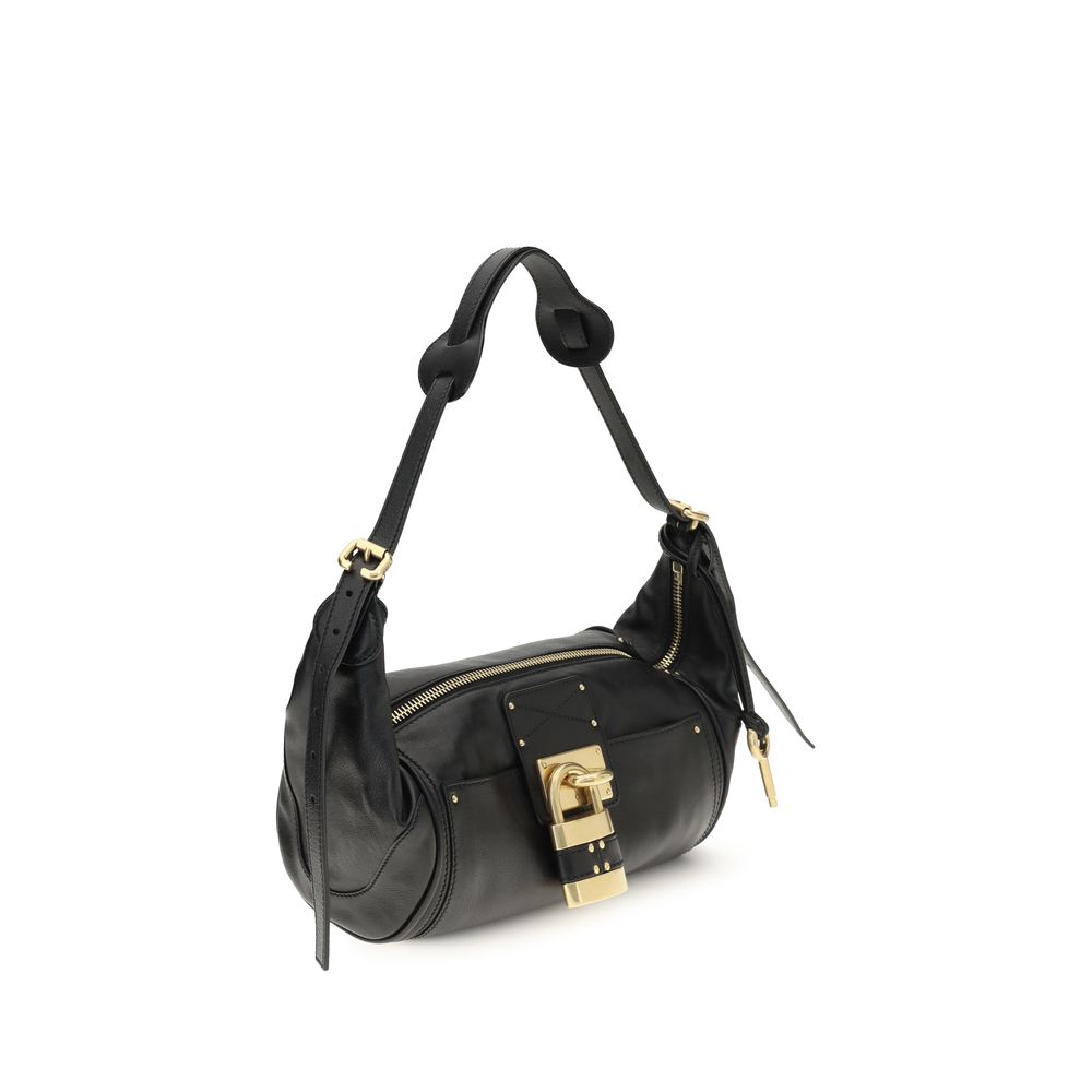 Black Bos Taurus Calf Leather Shoulder Bag