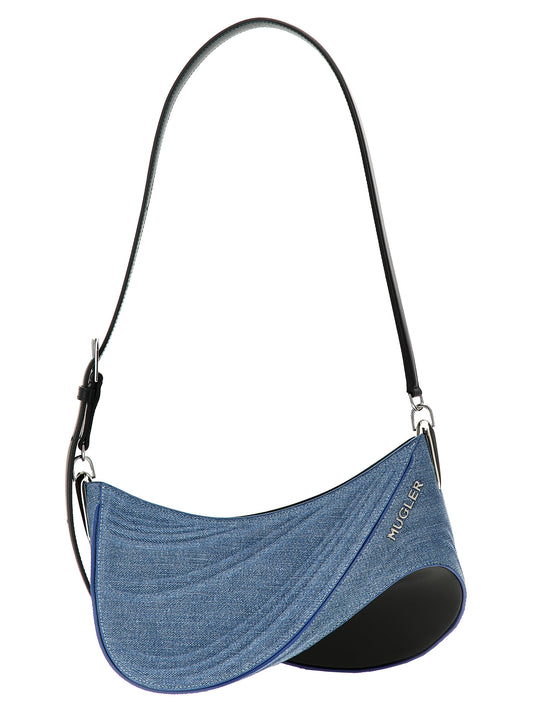 Shoulder bag in blue calfskin