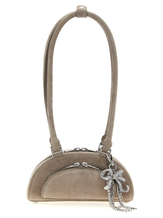 Gray lambskin shoulder bag
