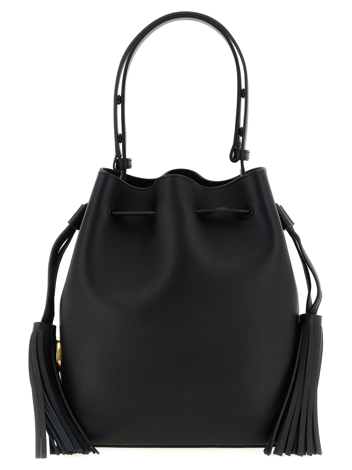 Schwarze Kalbsleder-Schultertasche