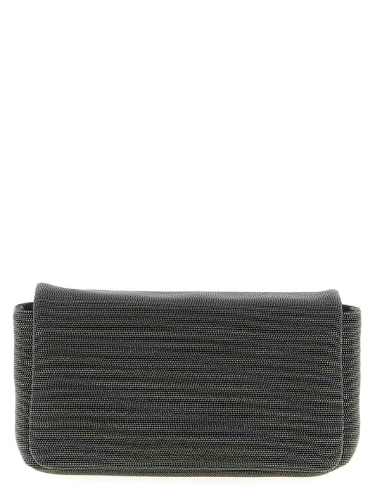 Schwarze Leder-Clutch