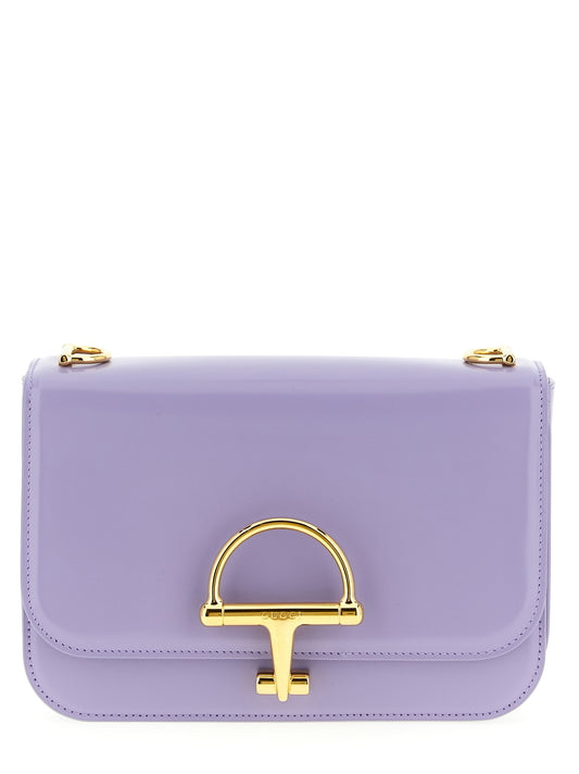 Shoulder bag in purple calfskin