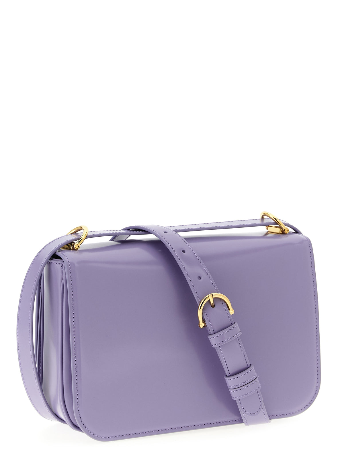 Schultertasche aus violettem Kalbsleder