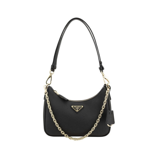 Black Bos Taurus Calf Leather Shoulder Bag