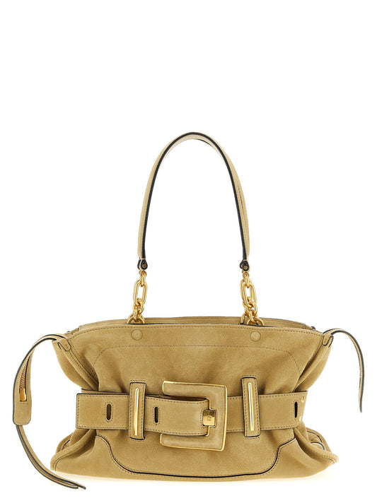 Beige calfskin shoulder bag