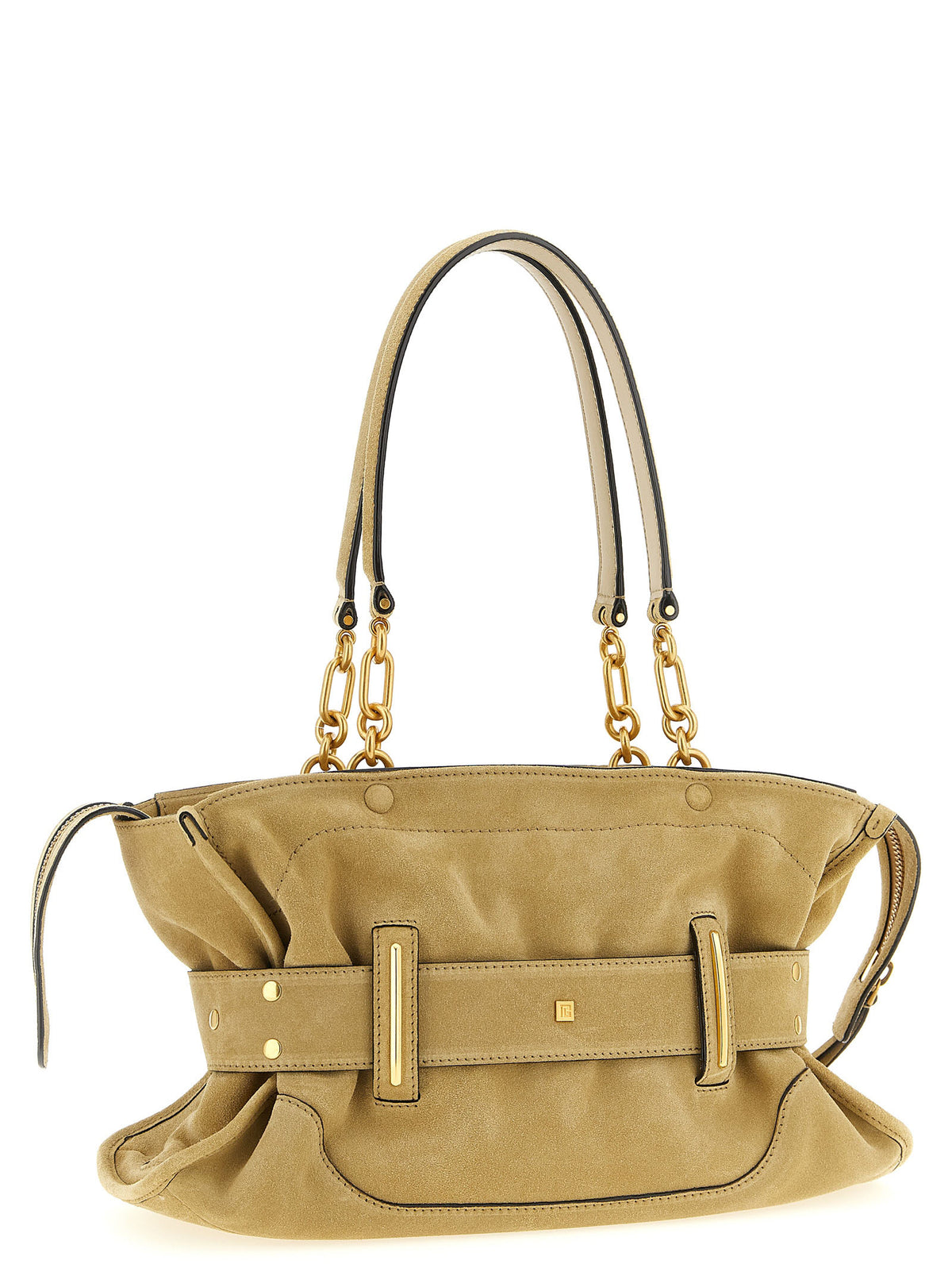 Beigefarbene Kalbshaut Schultertasche