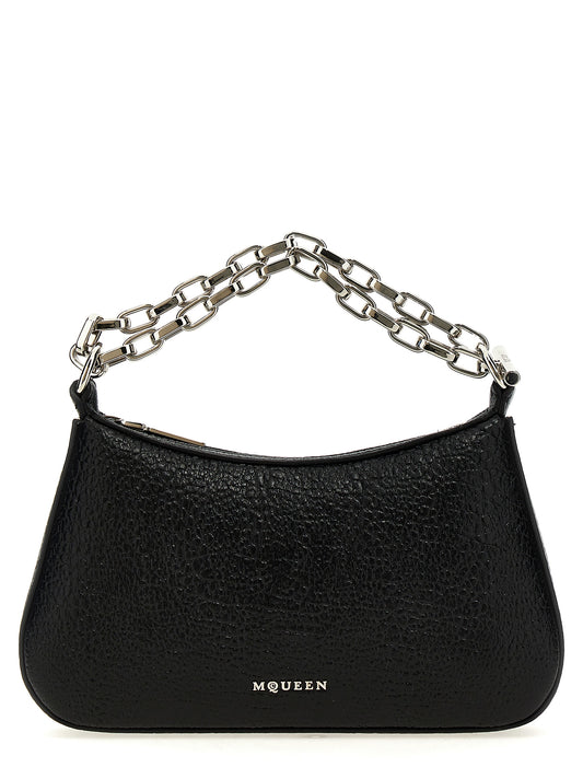 Schwarze Lammleder-Schultertasche