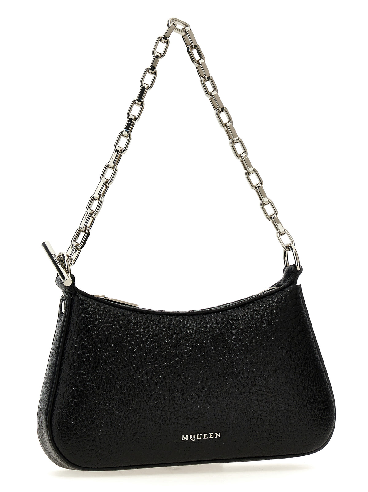 Schwarze Lammleder-Schultertasche
