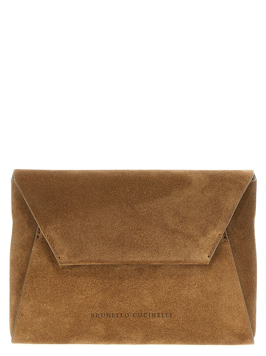 Brown calfskin clutch
