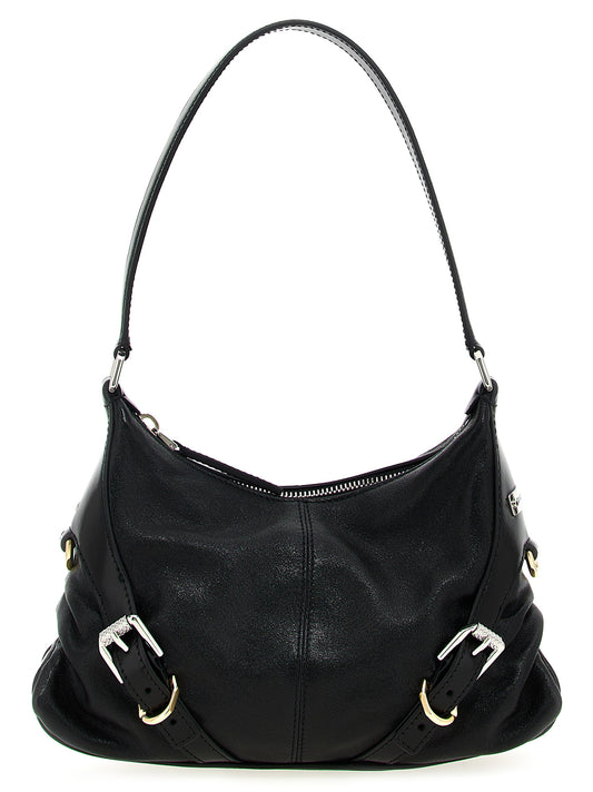 Schwarze Lammleder-Schultertasche