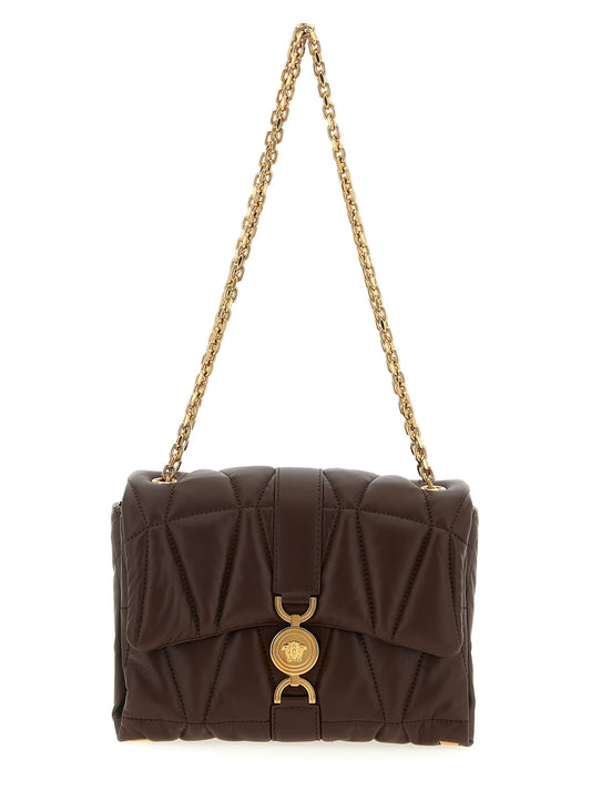Shoulder bag in brown lambskin