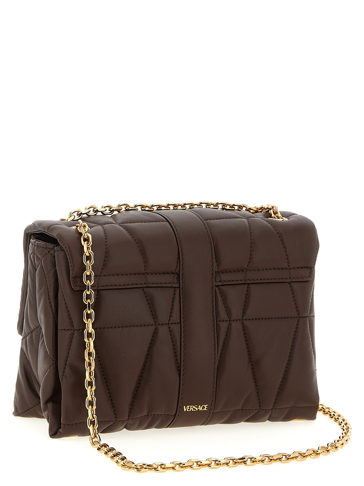 Schultertasche aus braunem Lammleder