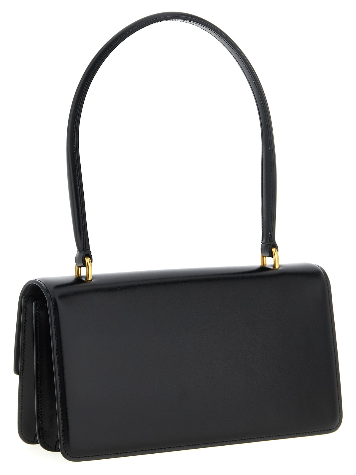Black Calf Leather Shoulder Bag