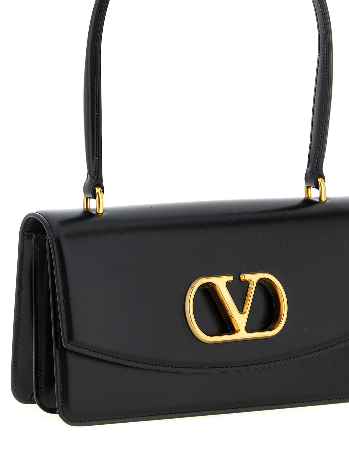 Black Calf Leather Shoulder Bag