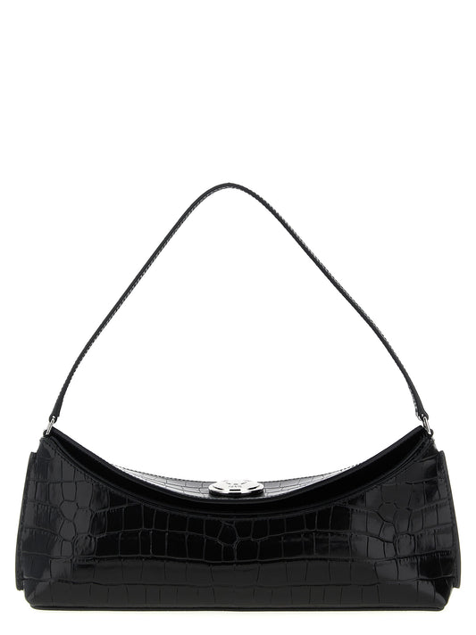 Schwarze Kalbsleder-Schultertasche