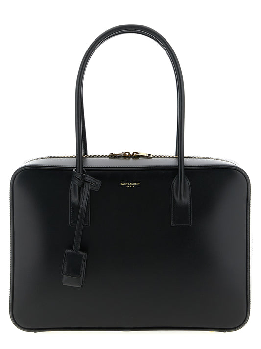 Schwarze Kalbsleder-Schultertasche