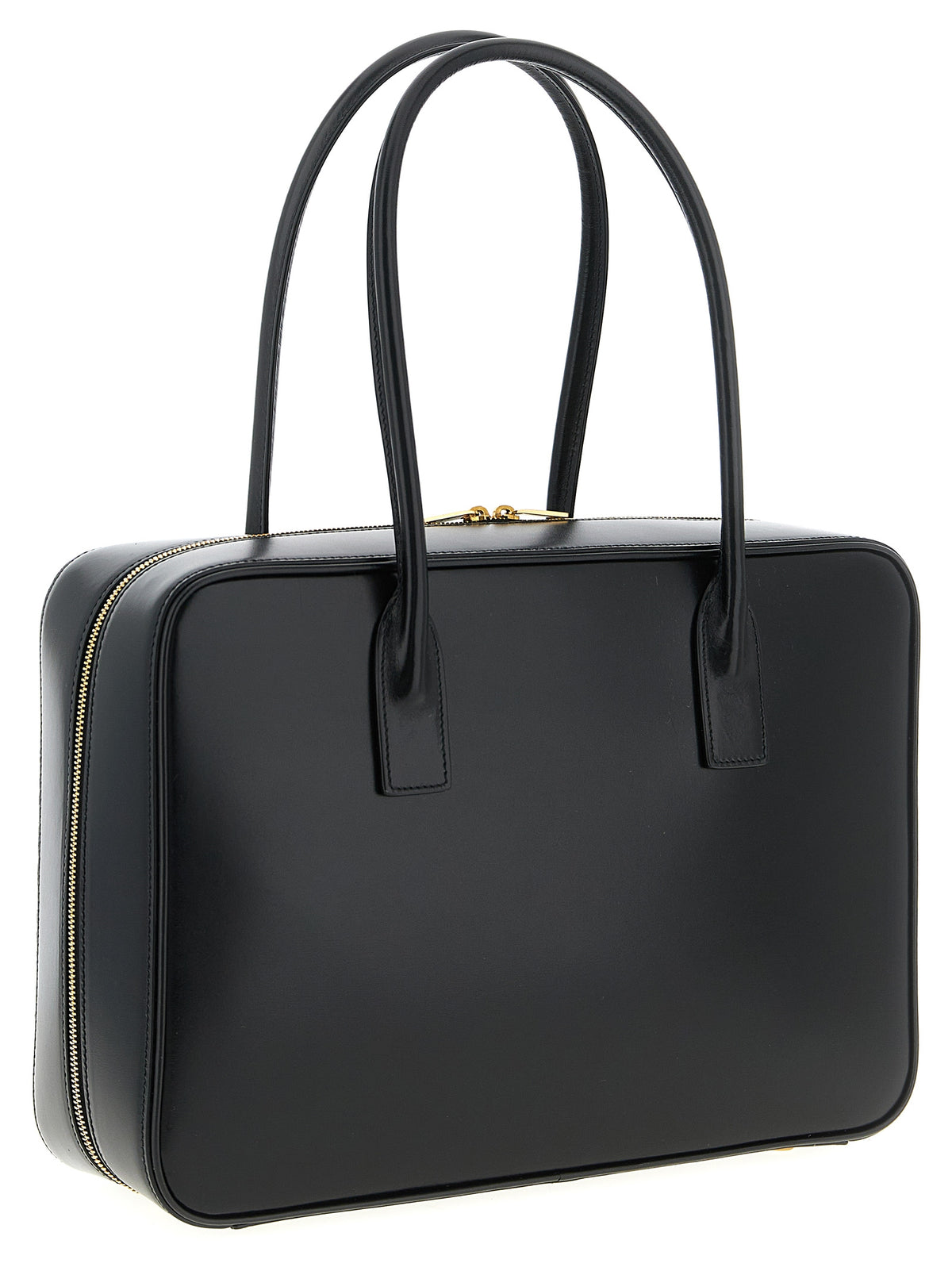 Schwarze Kalbsleder-Schultertasche