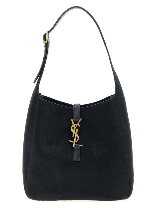 Schwarze Kalbsleder-Schultertasche