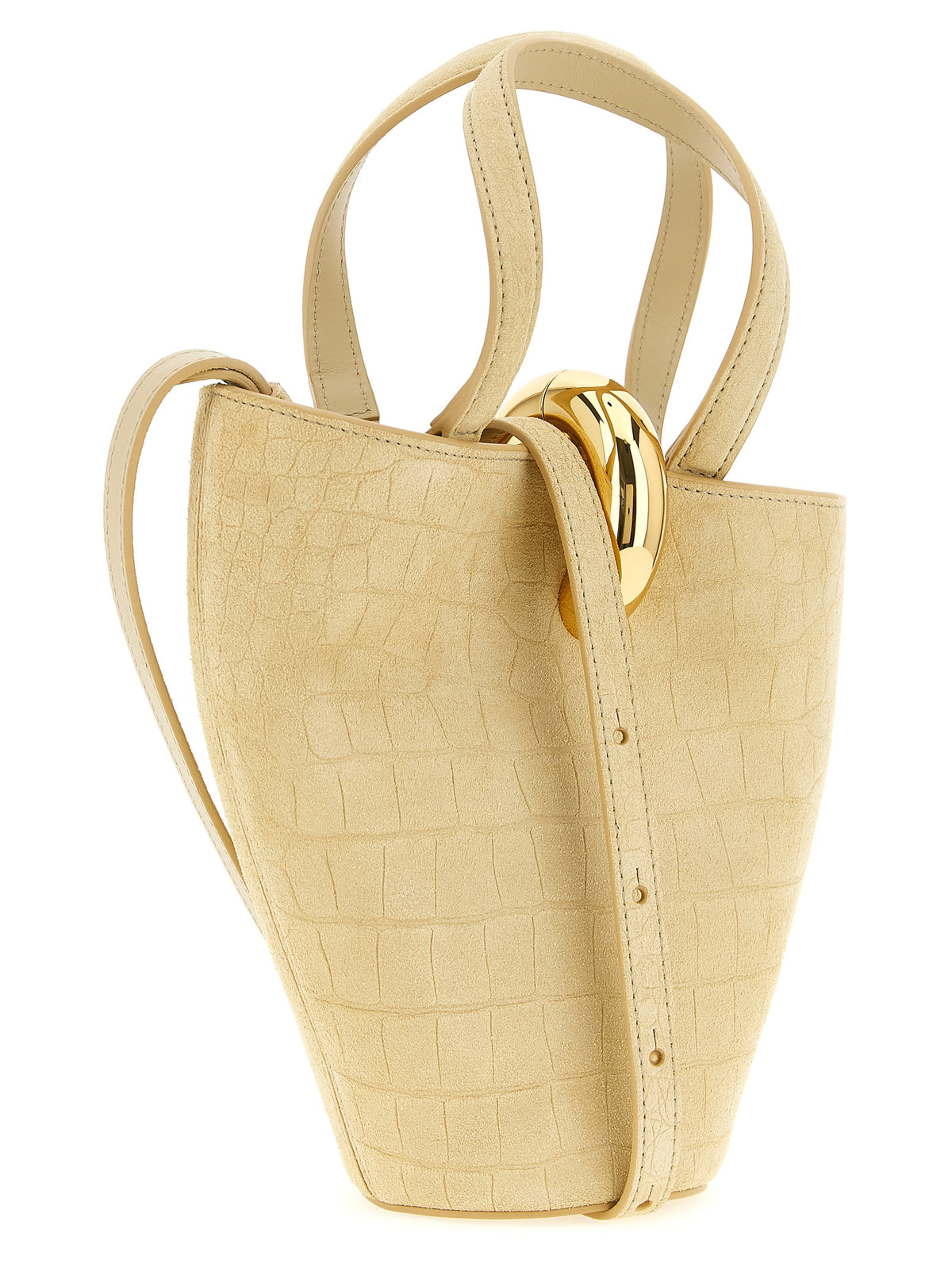 Beige Kalbsleder Handtasche
