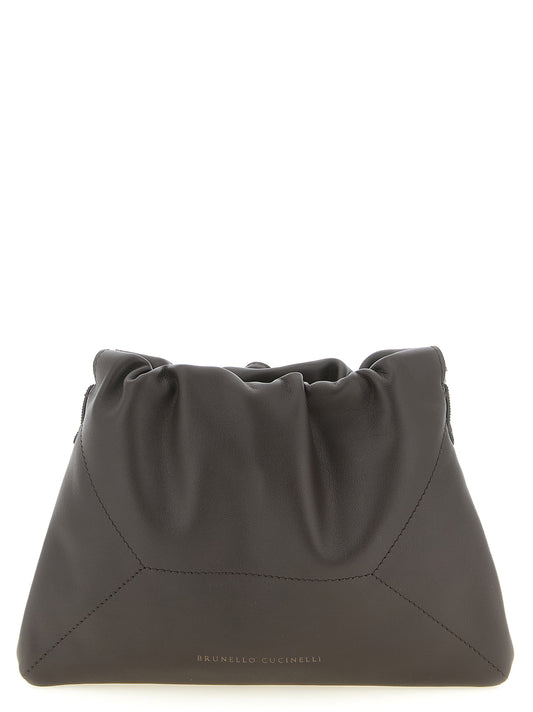 Brown calfskin clutch