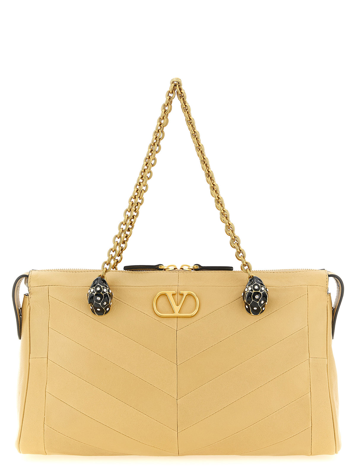 Beige Lammleder-Schultertasche